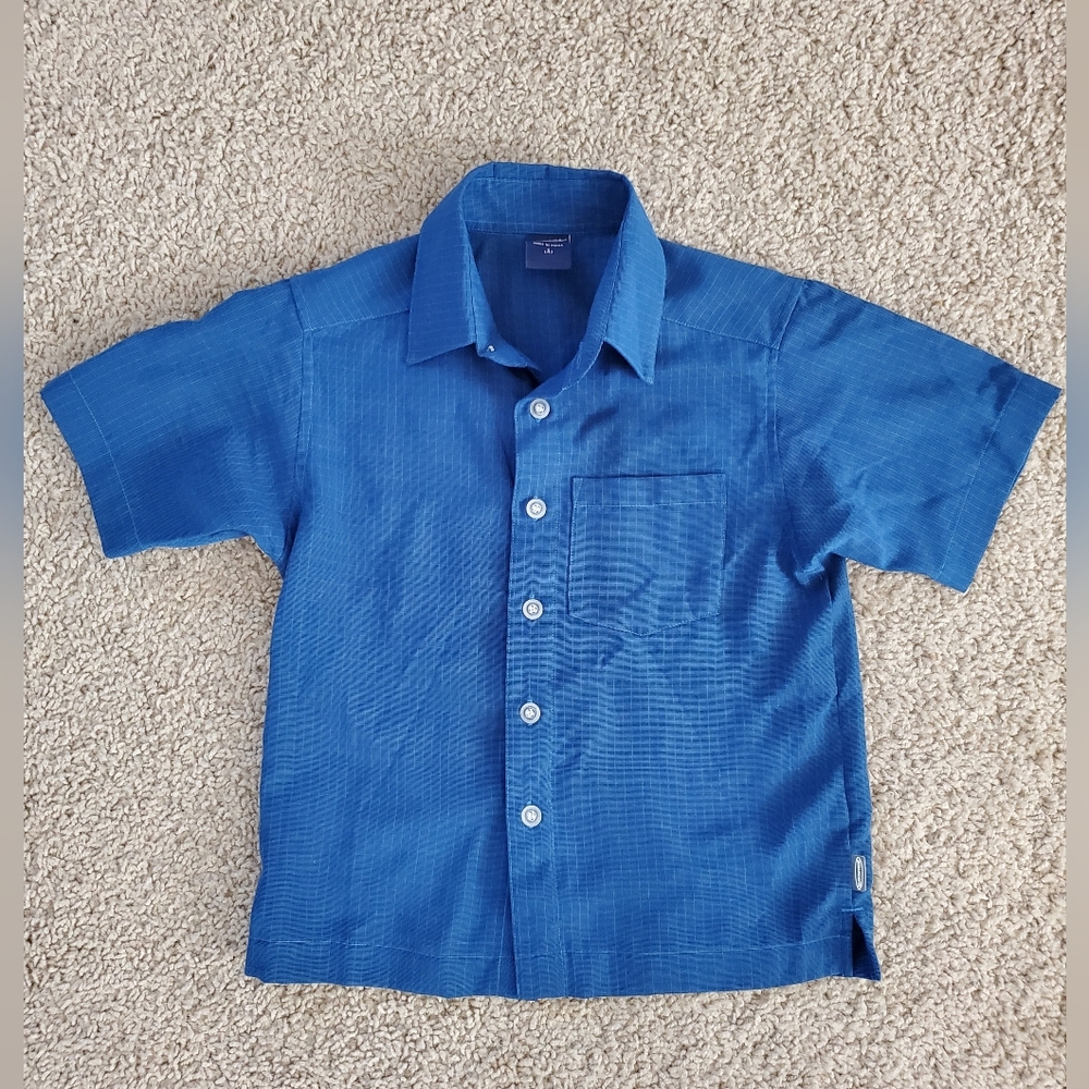 Sideout- Boys Rayon/Polyester Blue Button Down Short Sleeve Top, Size S